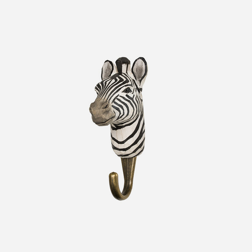 Hand Carved Zebra Hook