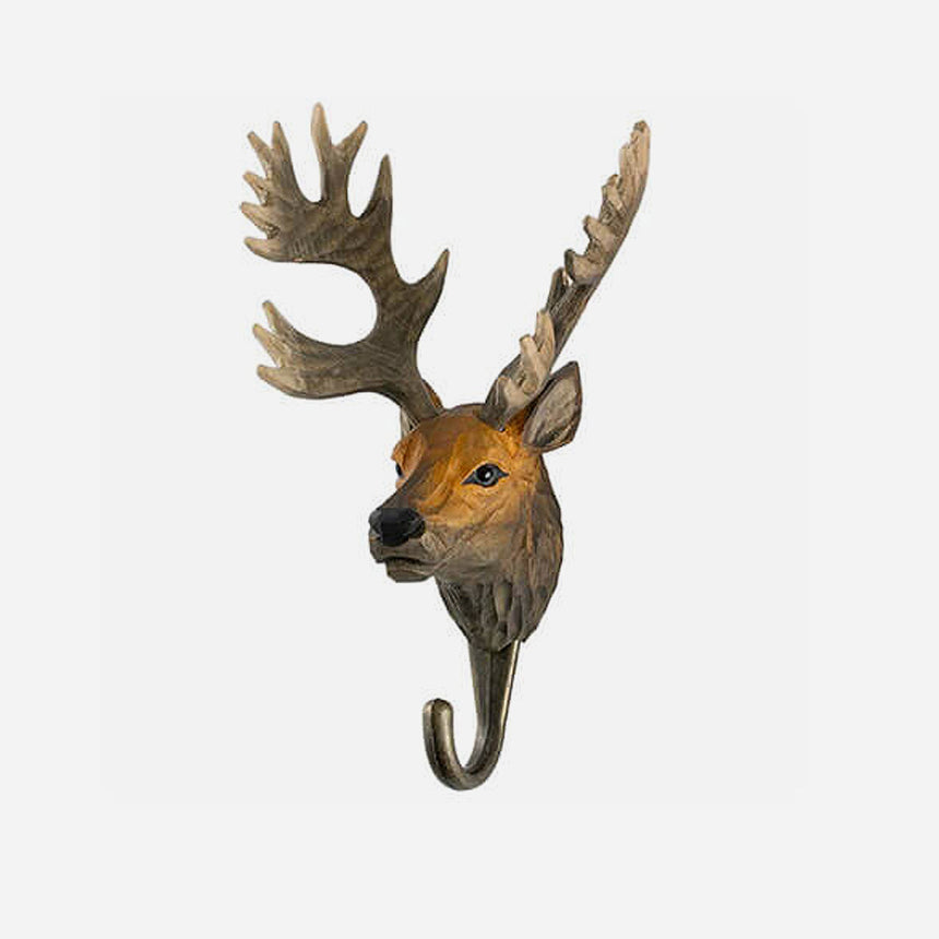 Hand Carved Red Deer Hook